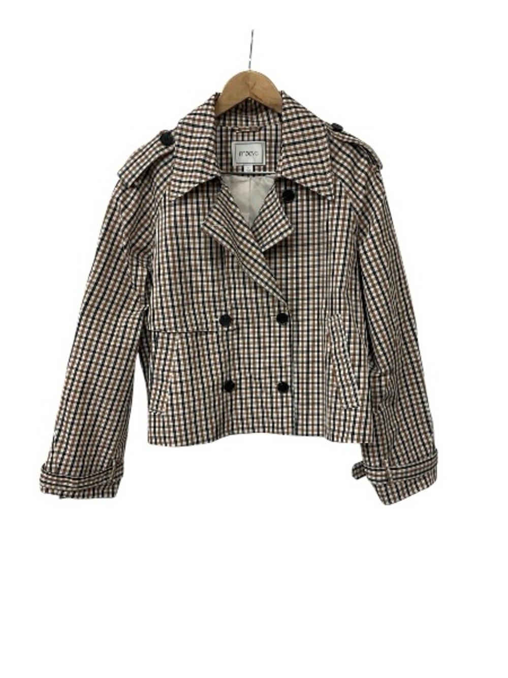 Anthropologie Maeve Crop Plaid Trench Coat Jacket M - Picture 2 of 6